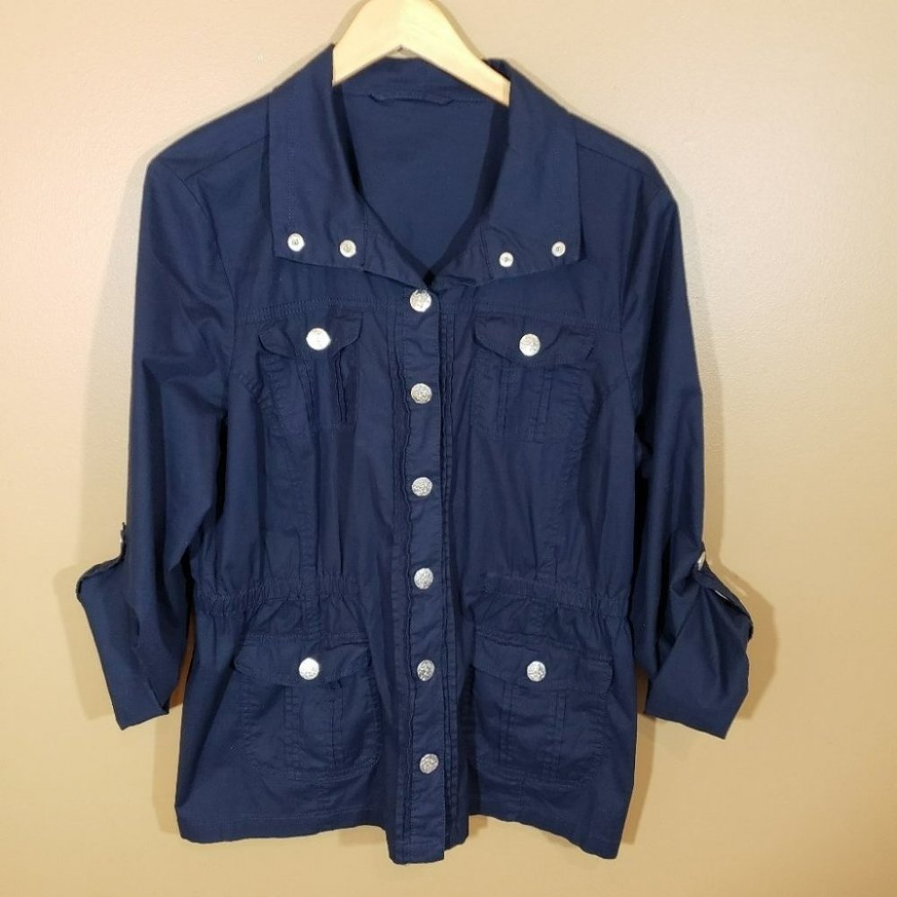 Women's Navy Button-Up Jacket